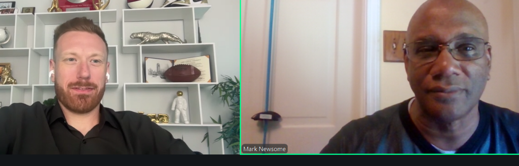 A screenshot picture of Tyler Cerny and Mark Newsome. On a zoom call.