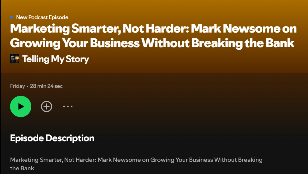 A screenshot image of Mark Newsome's guest podcast appearance. On a podcast