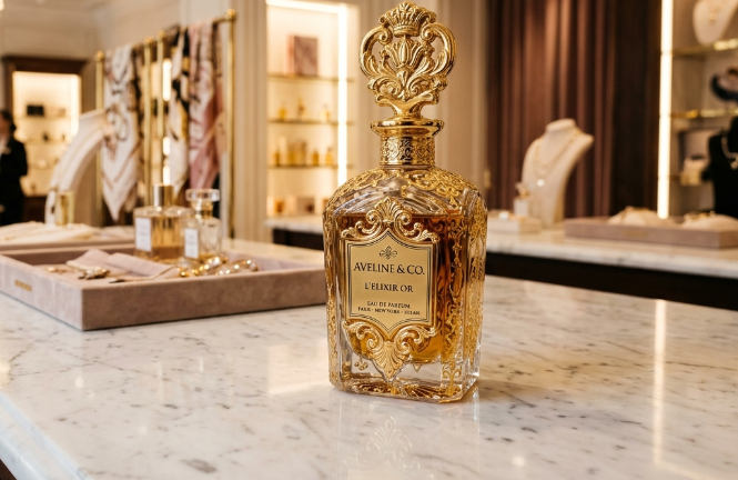 A screenshot image. Of a high end bottle of perfume