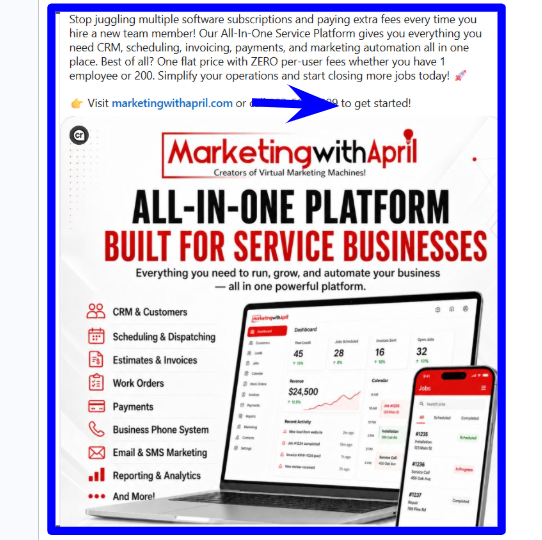 A screenshot image of April Barnard's digital services.