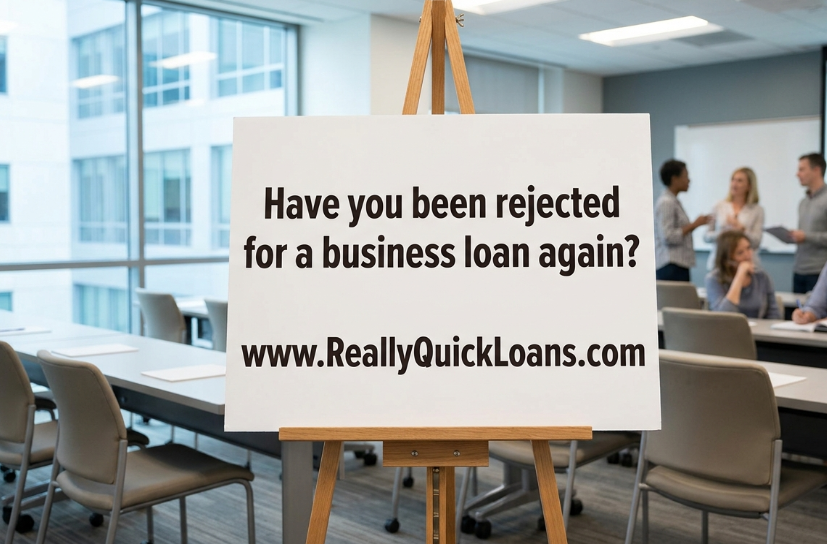 A screenshot image of a sign. Promoting an Alternative lending website