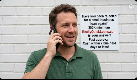 A screenshot image of a man talking on his cell phone. Standing in front of a white brick wall.
